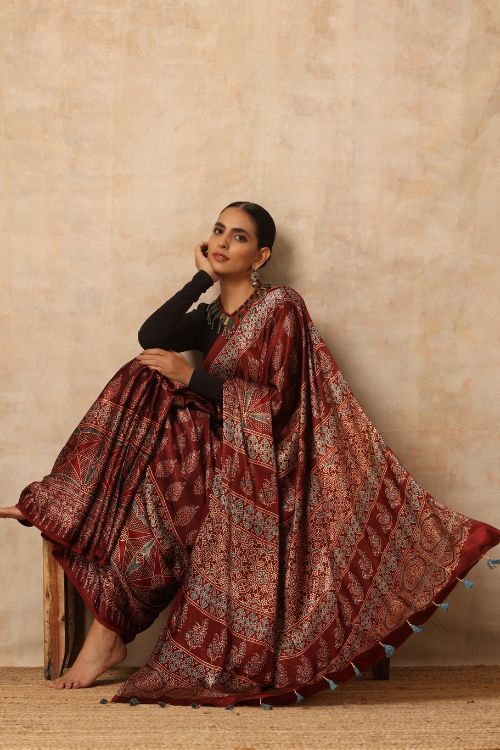 Ajrak Print Sarees – A Timeless Heritage of India