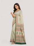 Chanderi Bagru Hand Block Print Saree with Traditional Border | Elegant Ethnic Wear