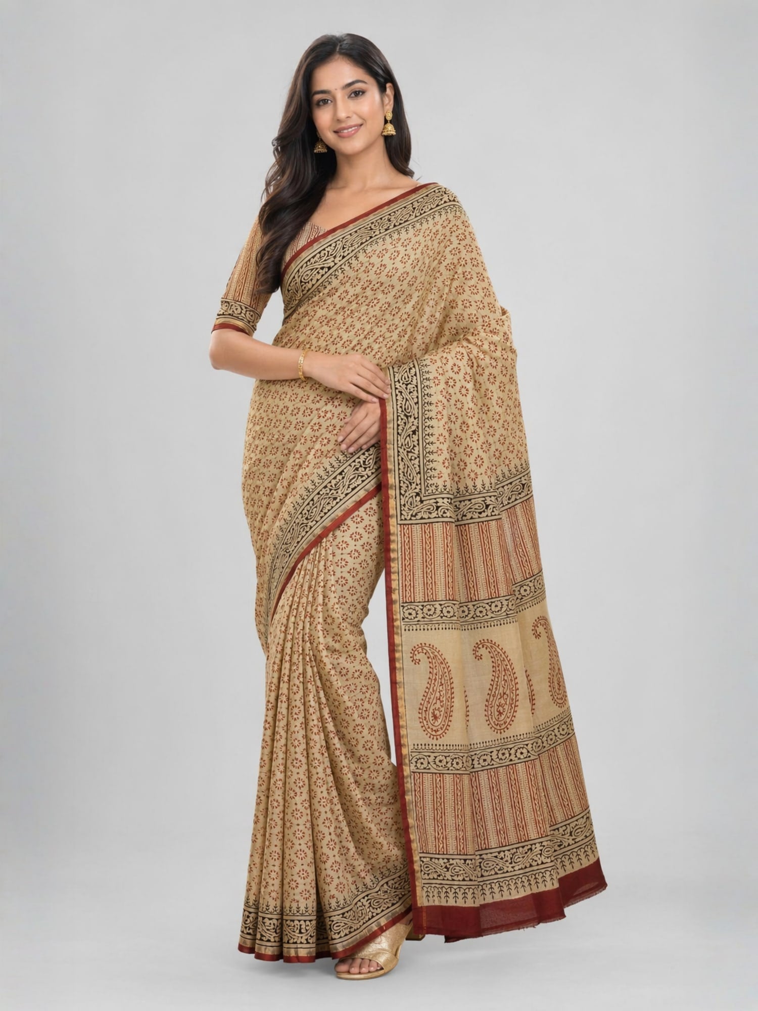 Traditional Chanderi Cotton Silk Printed Saree | Office, Festival & Wedding Wear