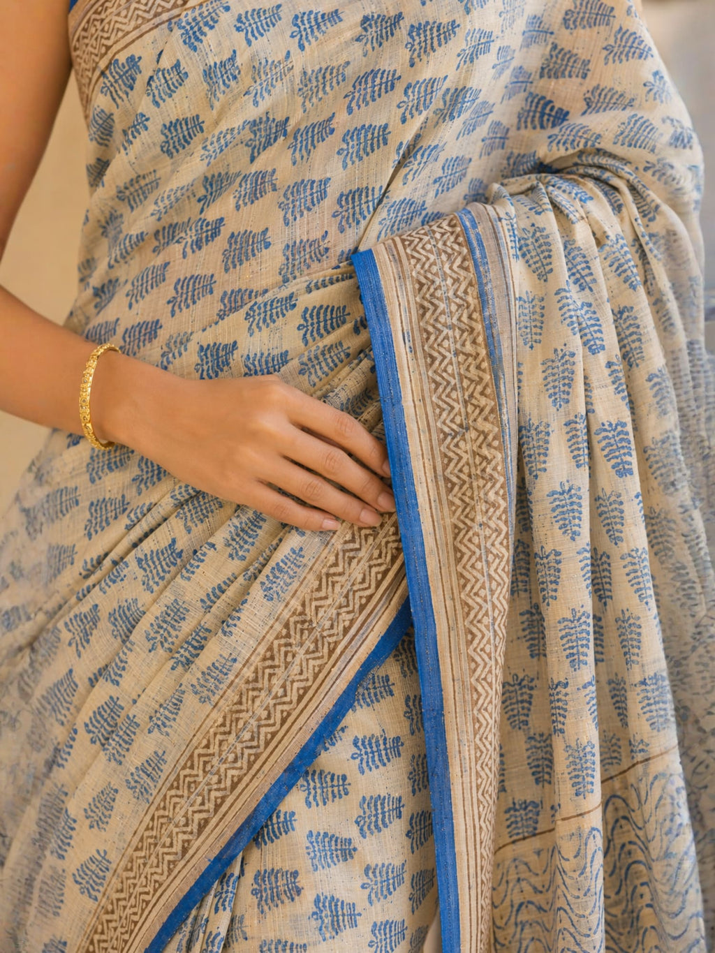 Chanderi Cotton Silk Bagru Hand Block Printed Saree | Soft Lightweight Ethnic Wear