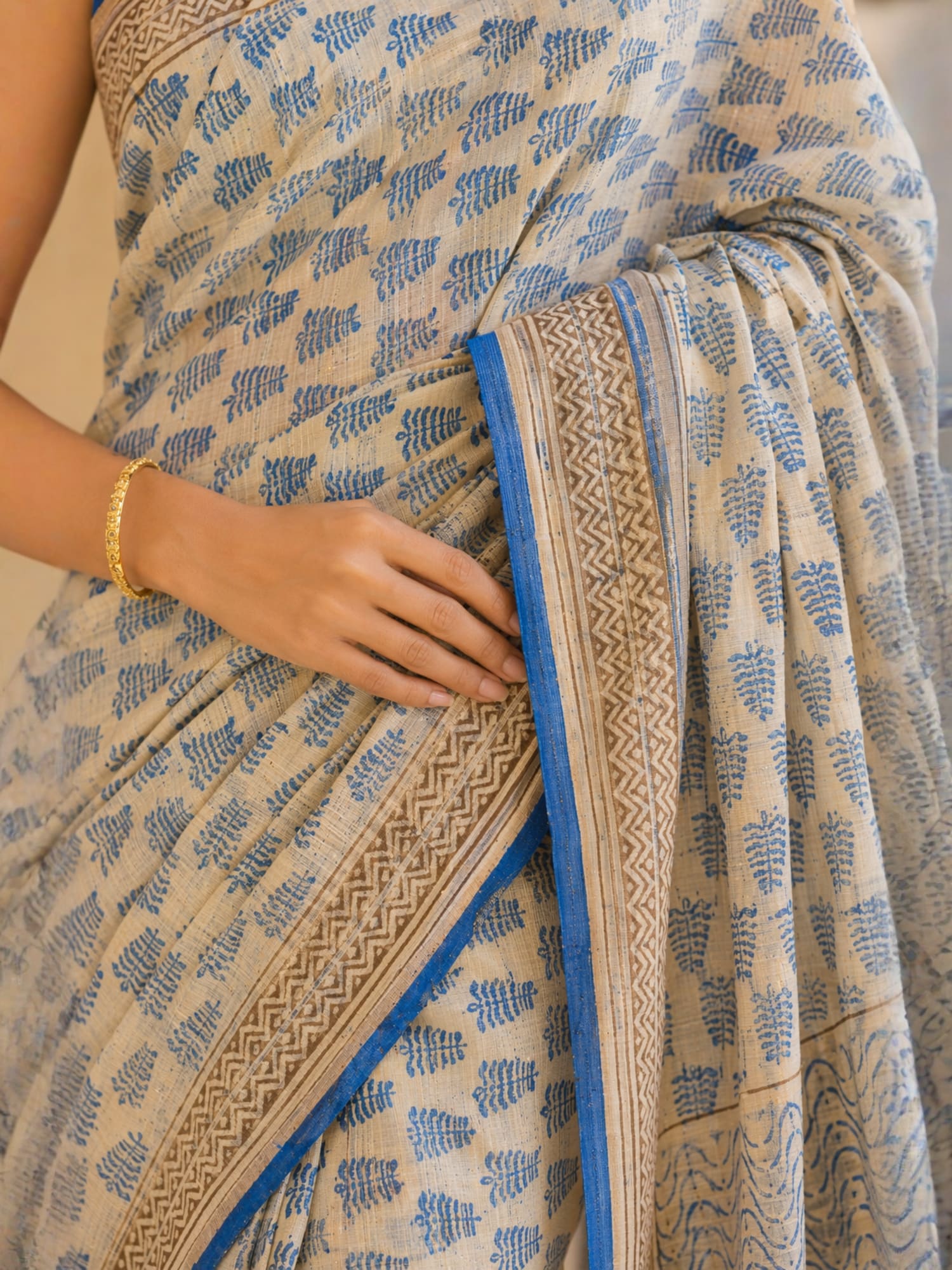 Chanderi Cotton Silk Bagru Hand Block Printed Saree | Soft Lightweight Ethnic Wear
